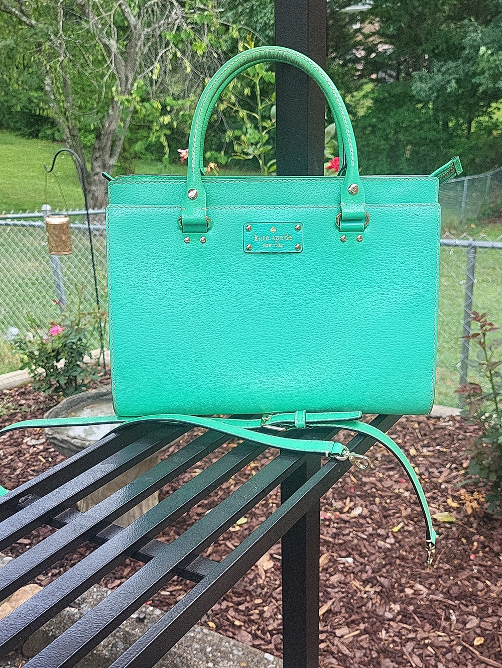 kate spade Green leather satchel with gold hardware